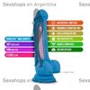 Dildo 7,5' con base de sopapa y testiculos azul